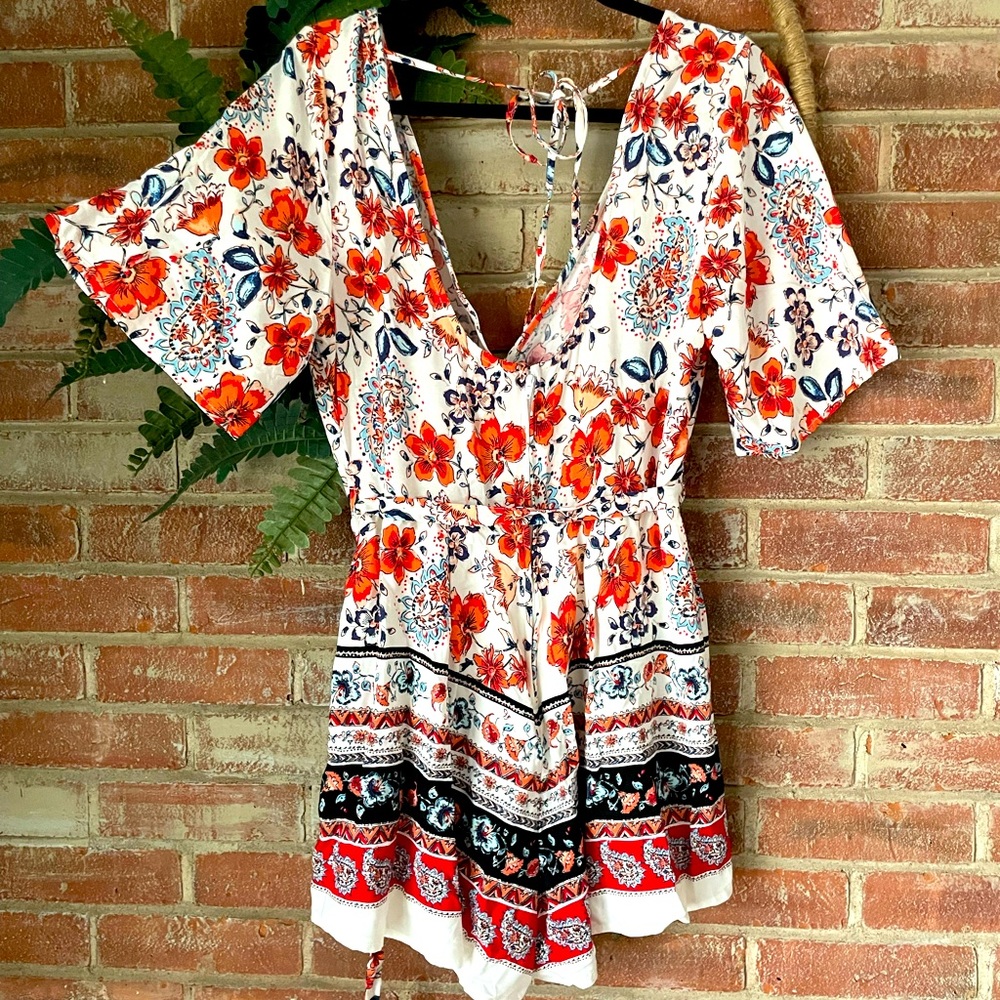 New Francesca 100% Rayon Floral Boho Romper.